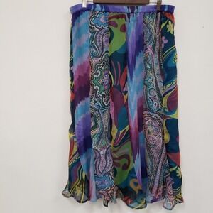 NYPL‎ Y2K Patchwork Gypsy Fairy Maxi Skirt Size L Paisley Hippie Festival Artsy